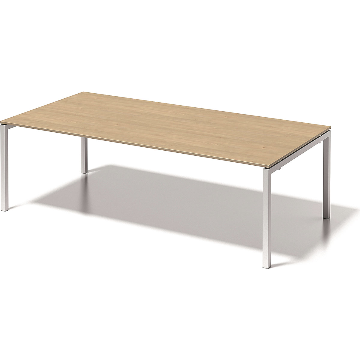 Psací stůl CITO s podstavcem ve tvaru U – BISLEY, v x š x h 740 x 2400 x 1200 mm, podstavec bílý, deska javorová-8