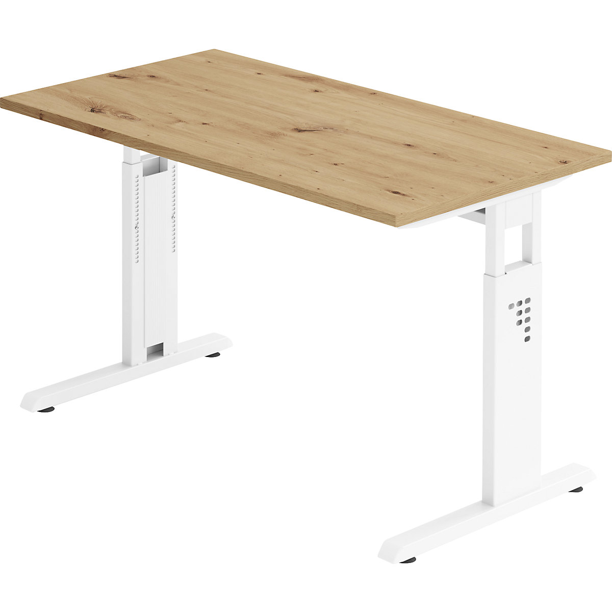 Psací stůl Mini-Office C, podstavec s nohami ve tvaru C, bílá, šířka 1200 mm, dubový dekor