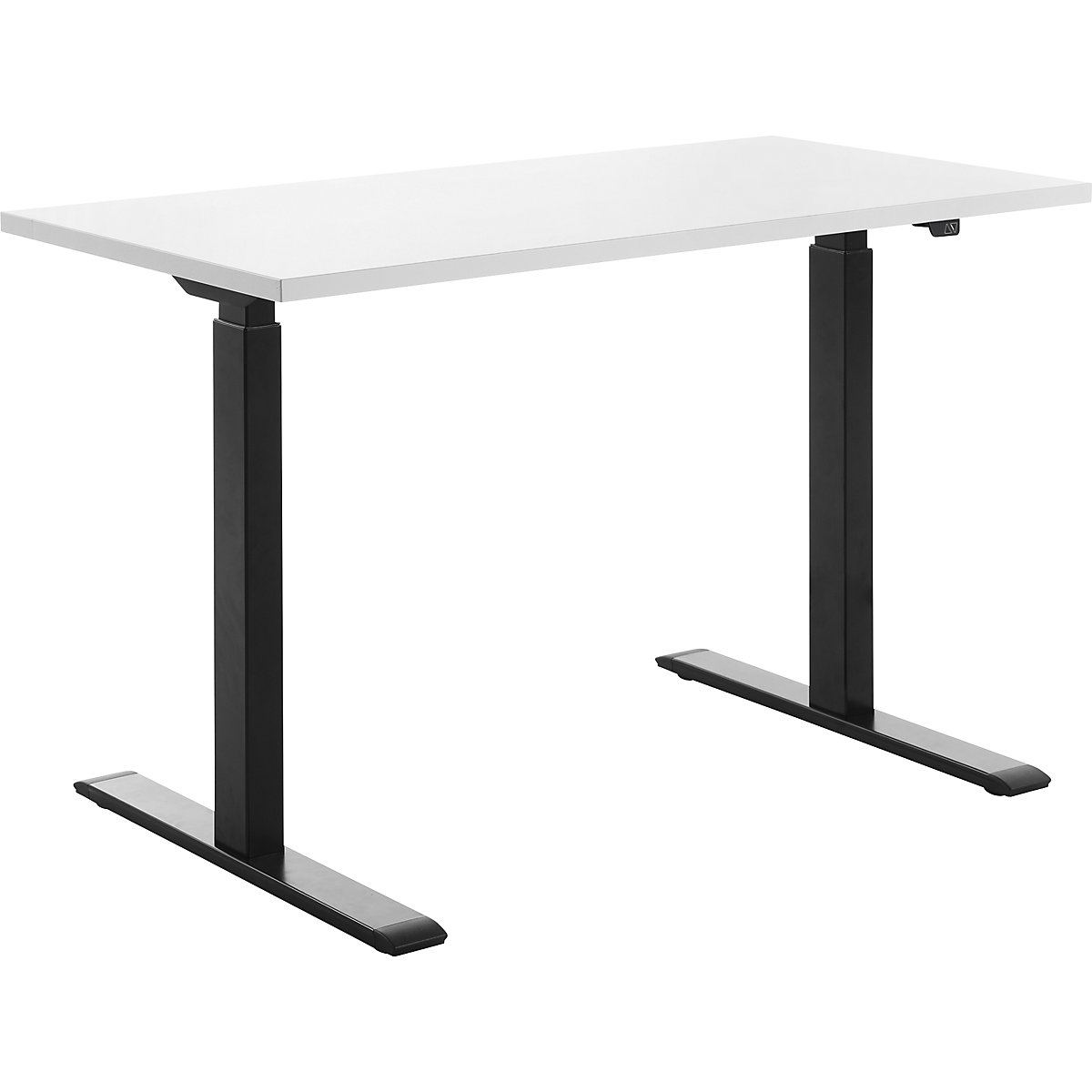 Psací stůl s elektrickým přestavováním výšky – Topstar, š x h 1200 x 600 mm, deska bílá, podstavec černá