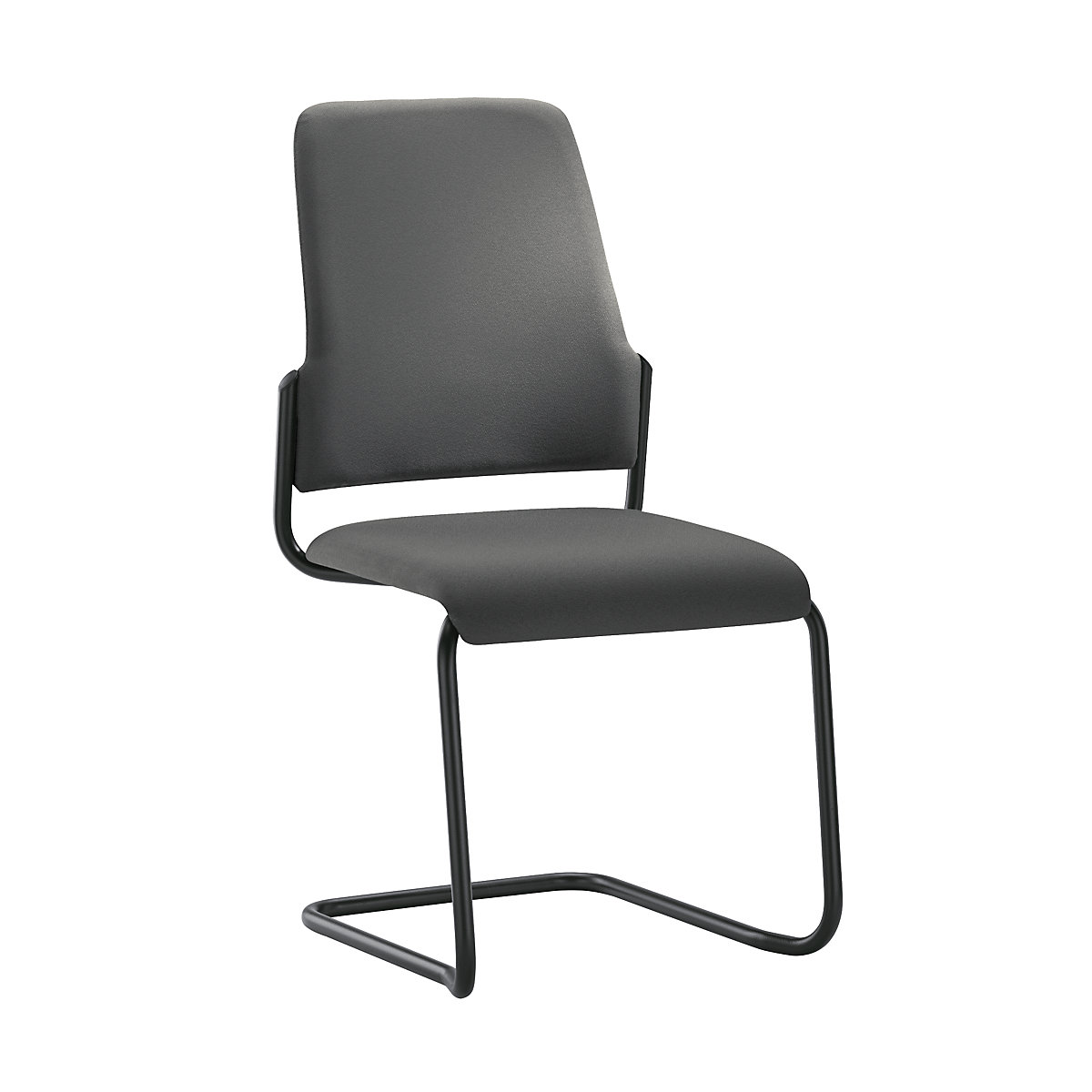 Židle pro návštěvy GOAL, pružná podnož, bal.j. 2 ks – interstuhl, černý podstavec, ocelově šedá-3