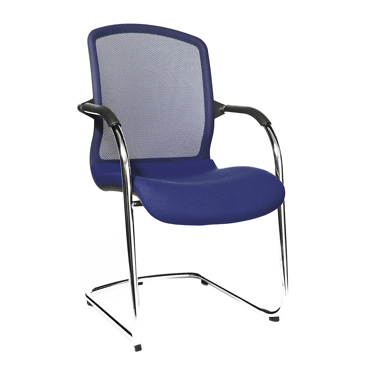 OPEN CHAIR – elegantní židle pro návštěvy – Topstar, na pružné podnoži se síťovaným opěradlem, bal.j. 2 ks, modrá royal-4