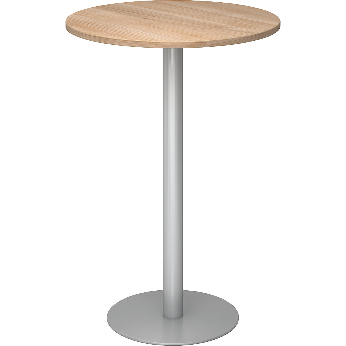 Barový stůl, Ø 800 mm, výška 1116 mm, stříbrný podstavec, deska ořechový dekor