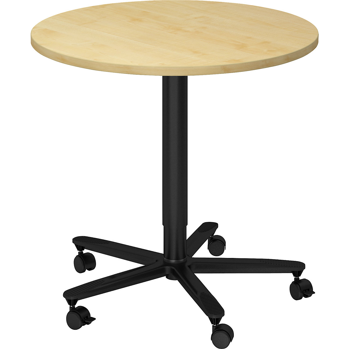 Stůl pro bistro, výškově přestavitelný – eurokraft pro, podstavec černý, javorový dekor-6