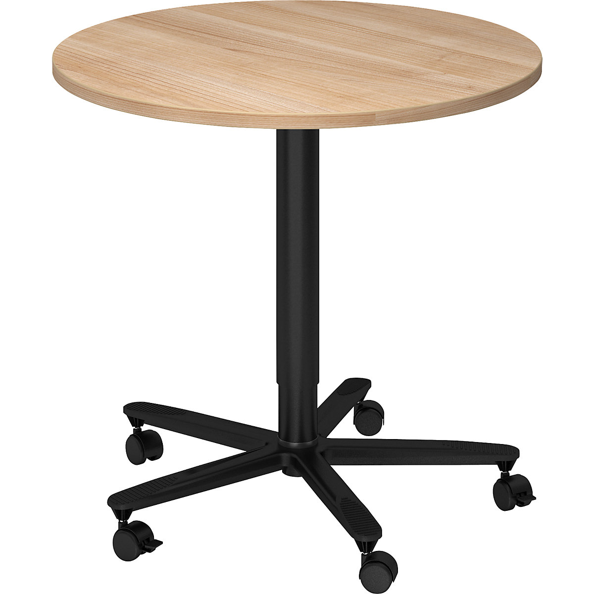 Stůl pro bistro, výškově přestavitelný – eurokraft pro, podstavec černý, ořechový dekor-5