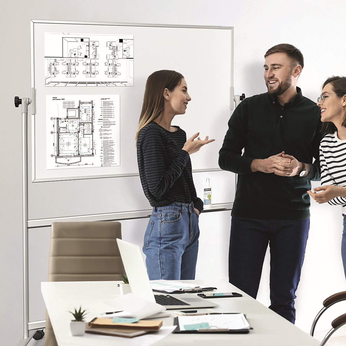 Súprava bielej tabule typ SP, mobilná – magnetoplan (Zobrazenie produktu 4)-3