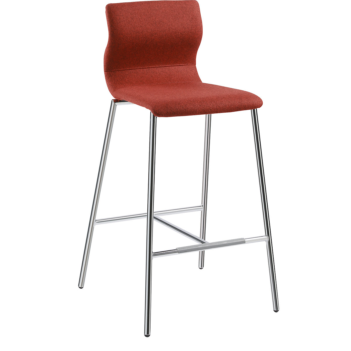 Barová stolička EVORA, čalúnené, podstavec pochrómovaný, červená melírovaná-9