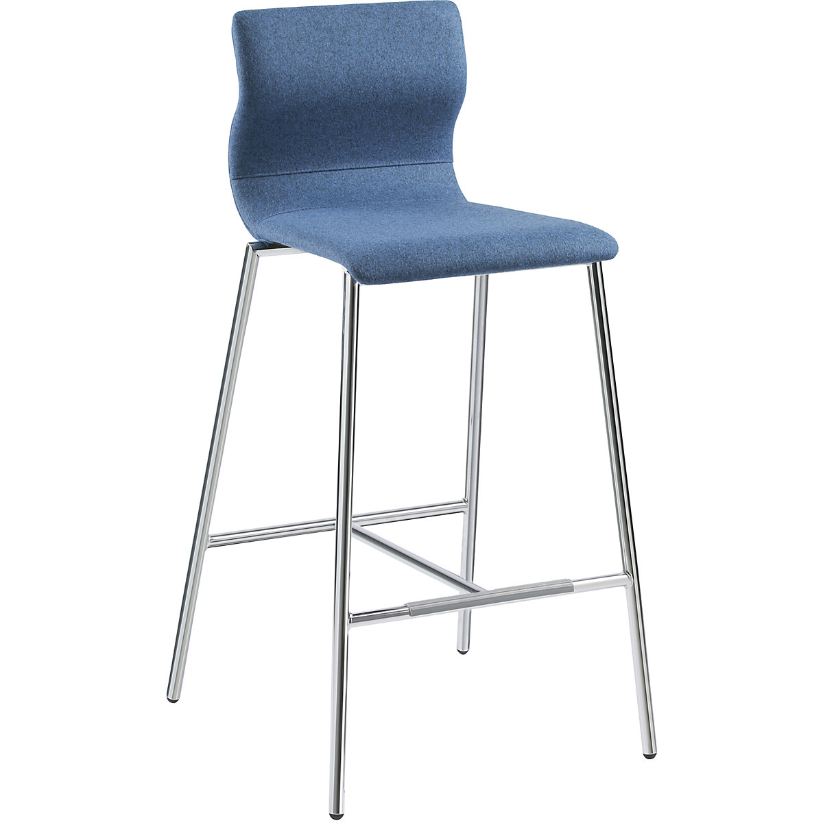 Barová stolička EVORA, čalúnené, podstavec pochrómovaný, modrá melírovaná-7