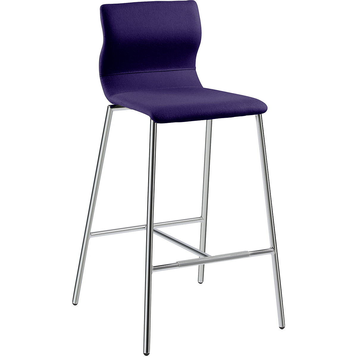 Barová stolička EVORA, čalúnené, podstavec pochrómovaný, oxfordská modrá-10