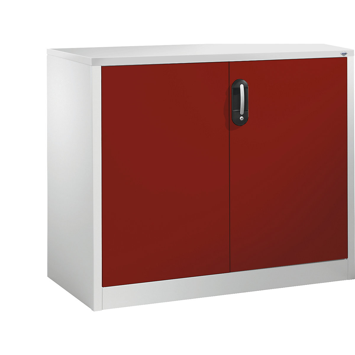 Bočná skrinka na spisy ACURADO – C+P, 2 výšky zakladačov, v x š x h 1000 x 1200 x 500 mm, svetlošedá / rubínová červená-9
