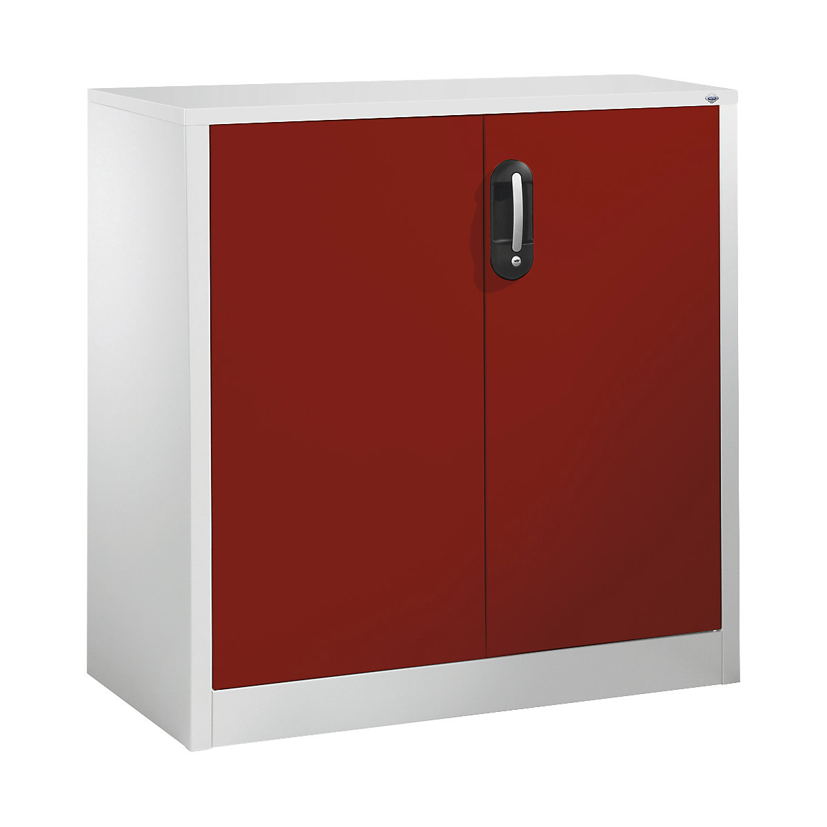 Bočná skrinka na spisy ACURADO – C+P, 2 výšky zakladačov, v x š x h 1000 x 930 x 500 mm, svetlošedá / rubínová červená-9