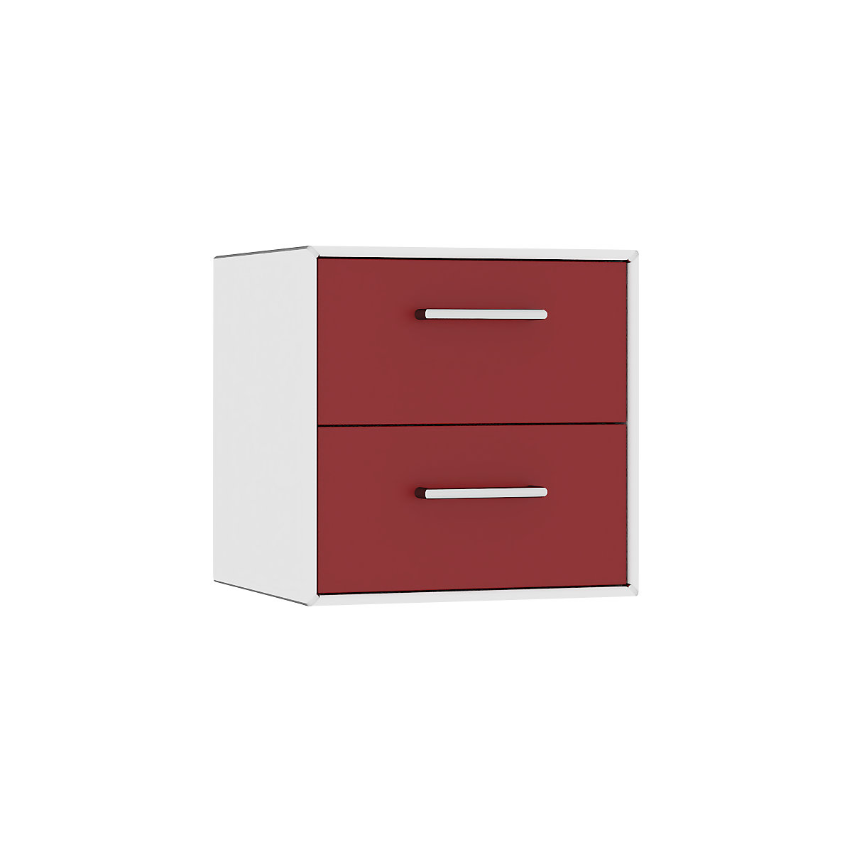 Samostatný box, visiaci – mauser, 2 zásuvky, šírka 385 mm, čistá biela / rubínová červená-7
