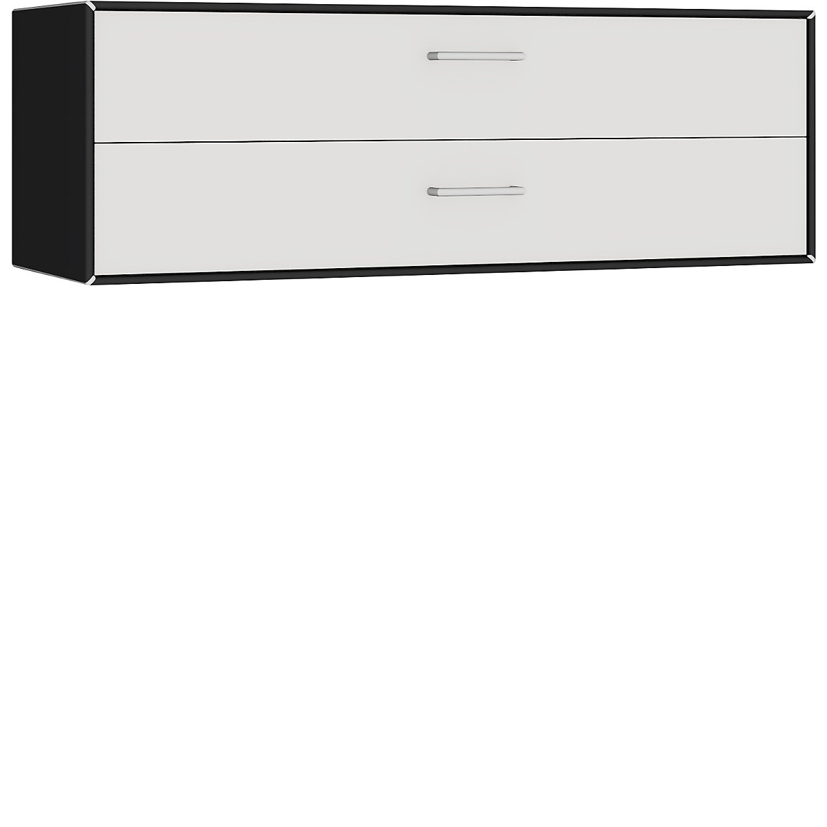 Samostatný box, visiaci – mauser, 2 zásuvky, šírka 1155 mm, čierna / signálna biela-5