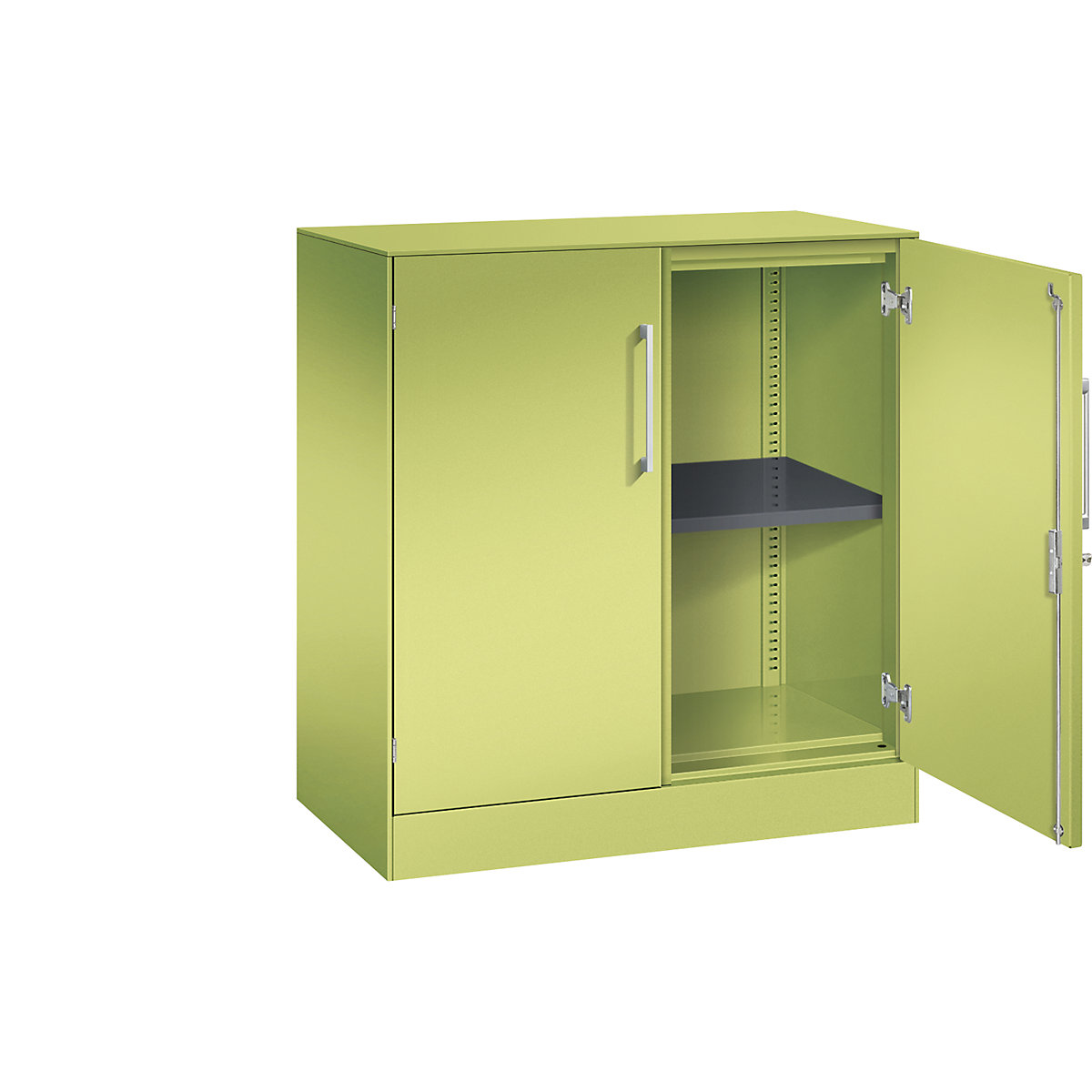 Skriňa s krídlovými dverami ASISTO, výška 897 mm – C+P, šírka 800 mm, 1 polica, viridiánová zelená/viridiánová zelená-4