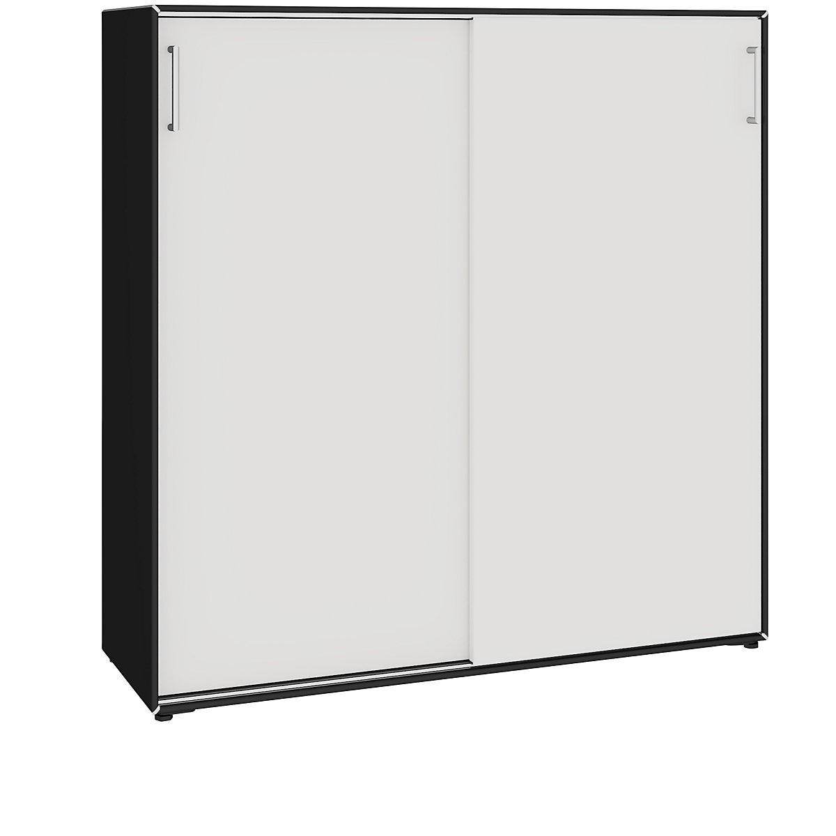 Skriňa s posuvnými dverami – mauser, 6 priehradiek, šírka 1155 mm, čierna / signálna biela-7