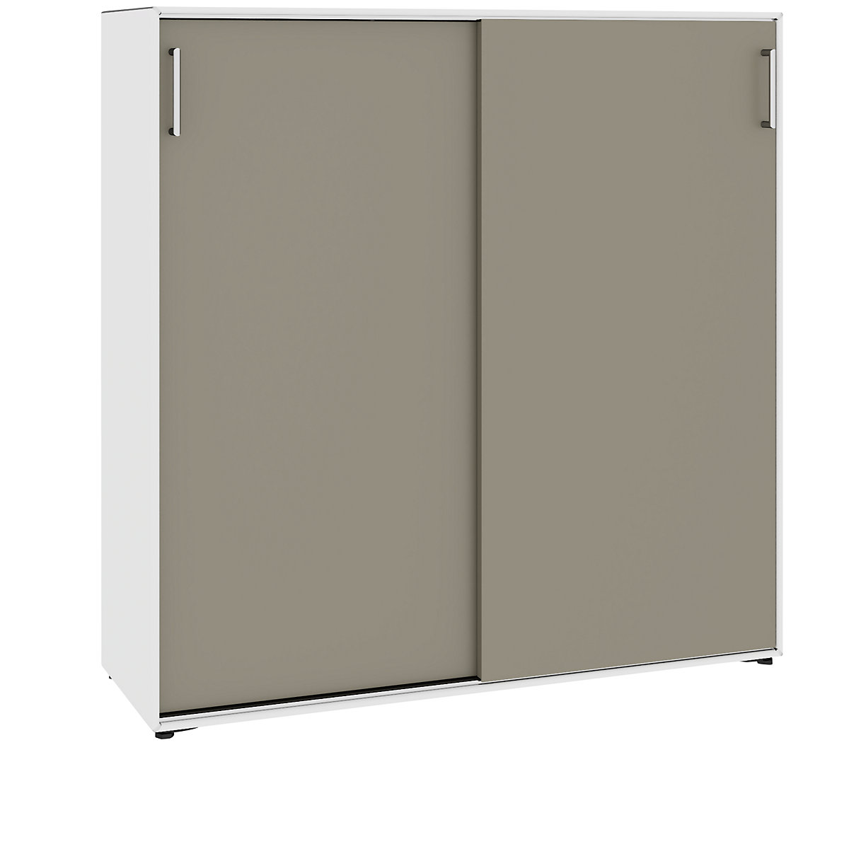Skriňa s posuvnými dverami – mauser, 6 priehradiek, šírka 1155 mm, čistá biela / béžovošedá-2