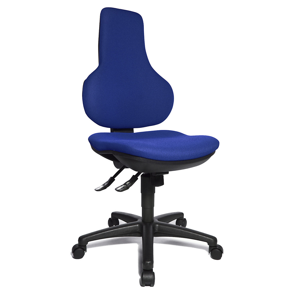 Kancelárska otočná stolička ERGO POINT SY – Topstar, s výškovo prestaviteľným ergonomickým operadlom, modrá-6