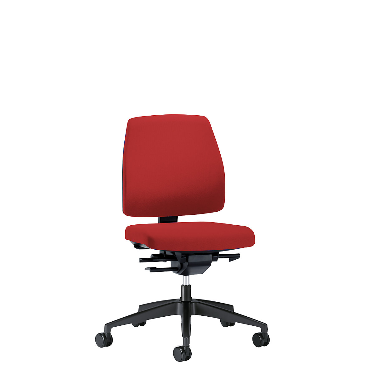 Kancelárska otočná stolička GOAL, výška operadla 430 mm – interstuhl, podstavec čierna, s tvrdými kolieskami, ohnivo červená, hĺbka sedadla 410 mm-5