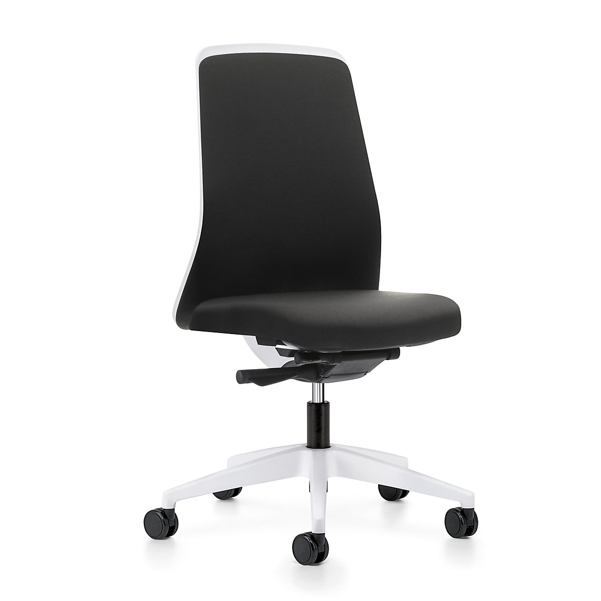 Otočná stolička pre operátora EVERY, biele operadlo Chillback – interstuhl, podstavec biela, s mäkkými kolieskami, grafitovo čierna, hĺbka sedadla 430 mm-9