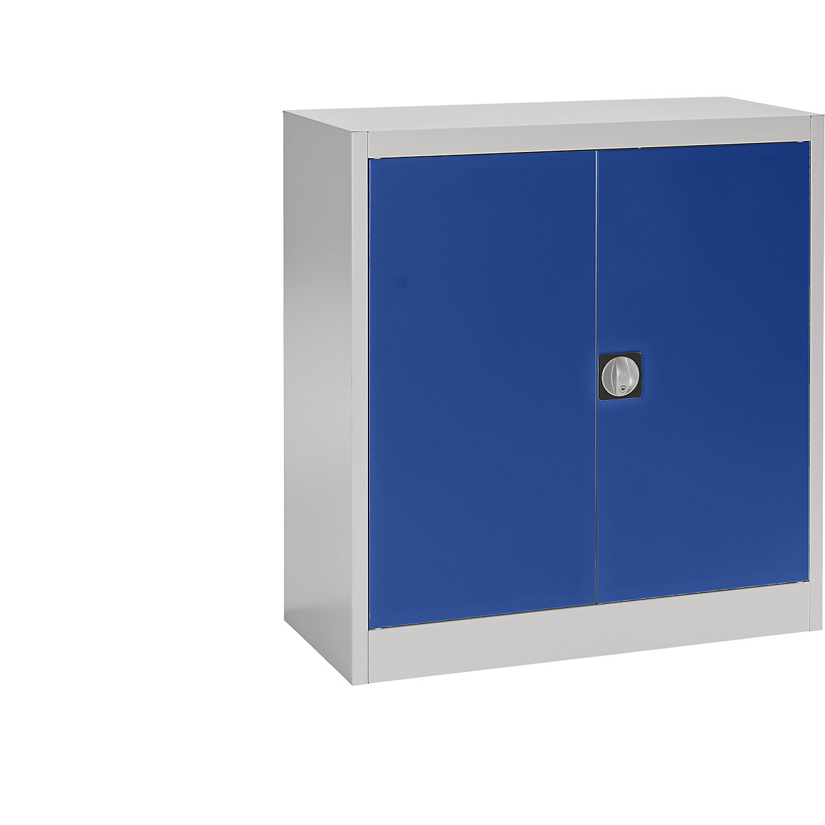 mauser – Oceľová skriňa s krídlovými dverami, 2 police, výška 1016 mm, svetlošedá / ultramarínová modrá