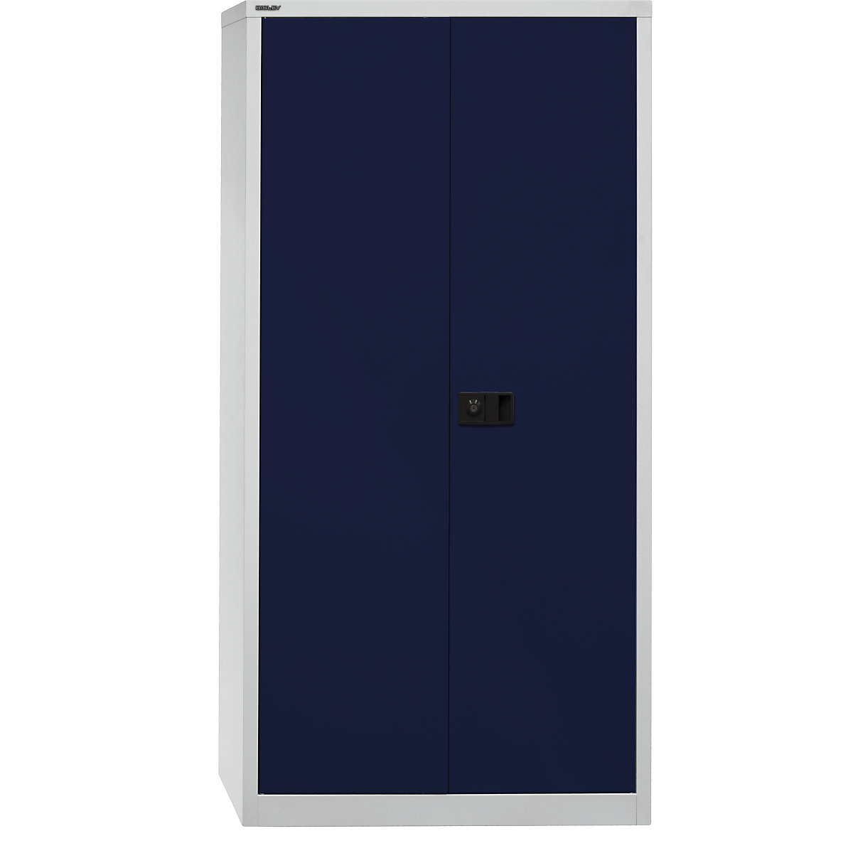 Skriňa s krídlovými dverami UNIVERSAL – BISLEY, v x š x h 1950 x 914 x 400 mm, 4 pozinkované police, 5 výšok zakladačov, svetlošedá / oxfordská modrá-7