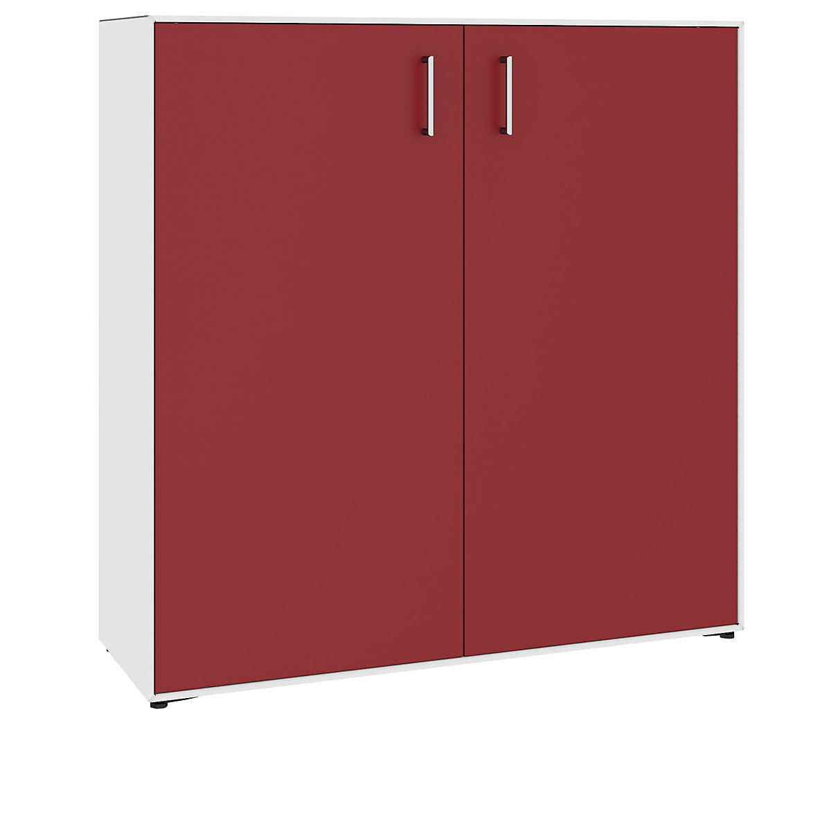Skriňa s krídlovými dverami – mauser, 2 dvere, 6 priehradiek, šírka 1155 mm, čistá biela / rubínová červená-2
