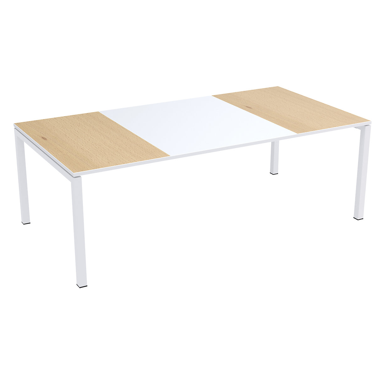 Konferenčný stôl easyDesk® – Paperflow, v x š x h 750 x 2200 x 1140 mm, biela/vzor buk-3
