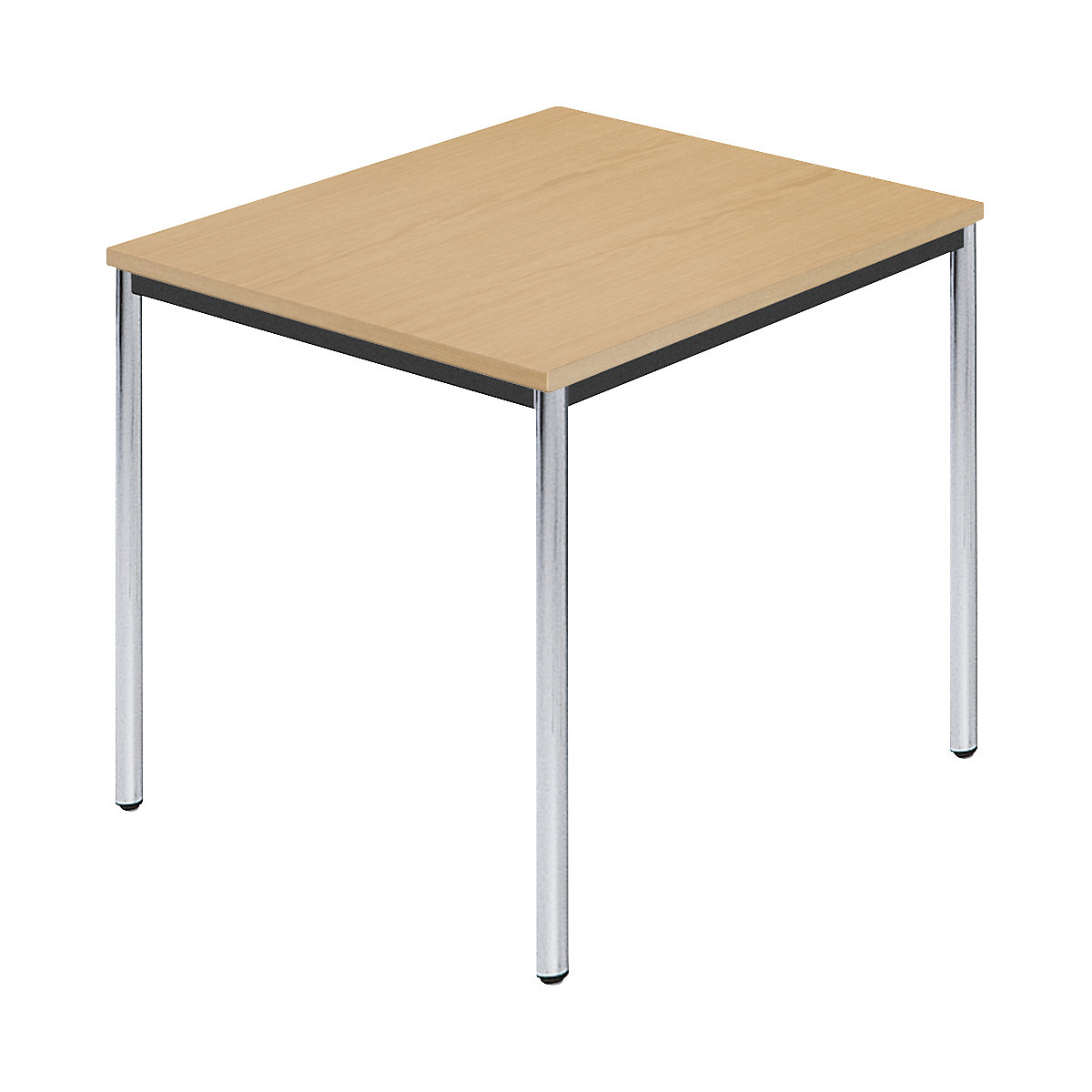 Obdĺžnikový stôl, kruhová rúrka pochrómovaná, š x h 800 x 800 mm, prírodný buk-5