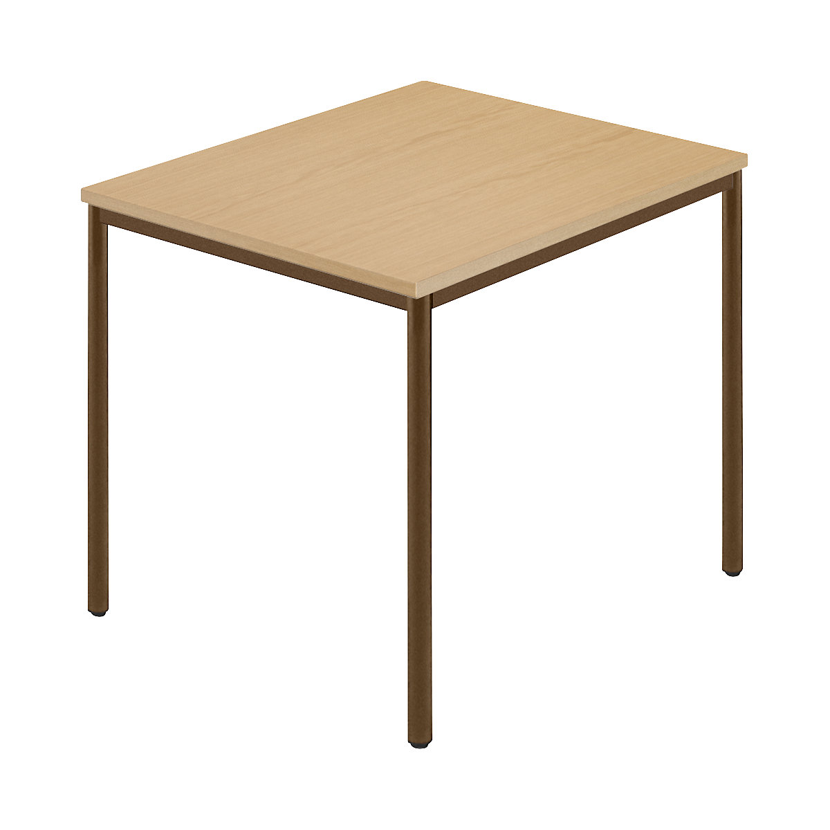 Obdĺžnikový stôl, kruhová rúrka s povrchovou úpravou, š x h 800 x 800 mm, prírodný buk / hnedá-6
