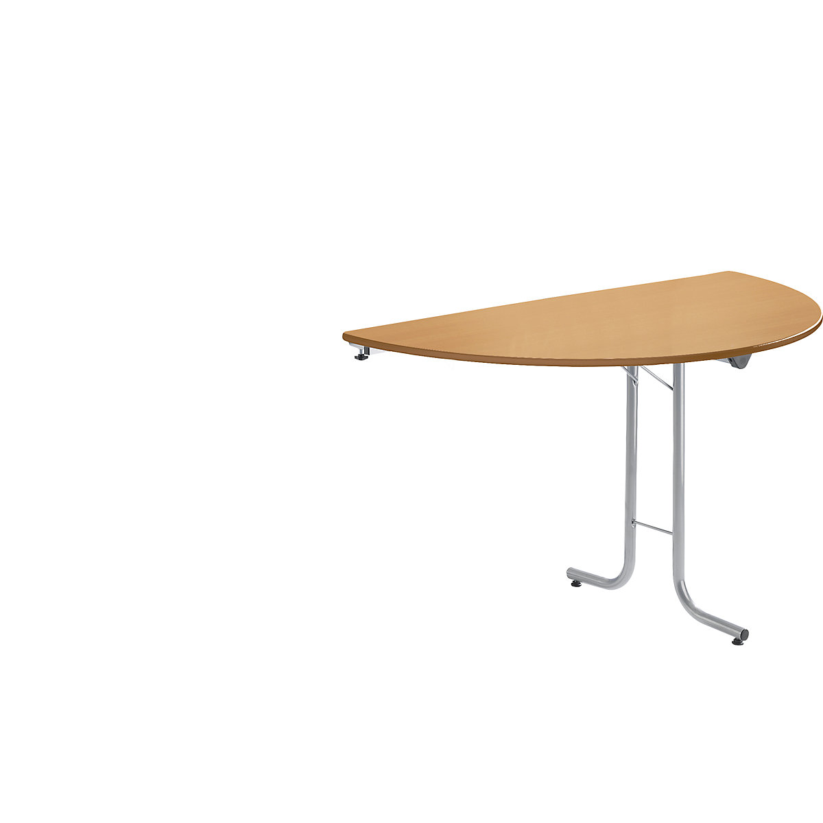 Prídavný stôl ku sklápaciemu stolu, tvar dosky polkruh, 1400 x 700 mm, podstavec strieborná, doska vzor buk-3