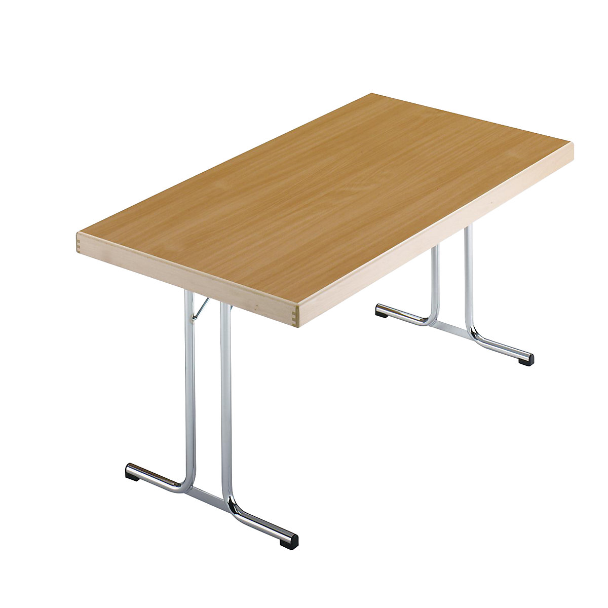 Sklápací stôl, podstavec s dvojitými nohami tvaru T, 1200 x 800 mm, podstavec pochrómovaný, doska vzor buk-11