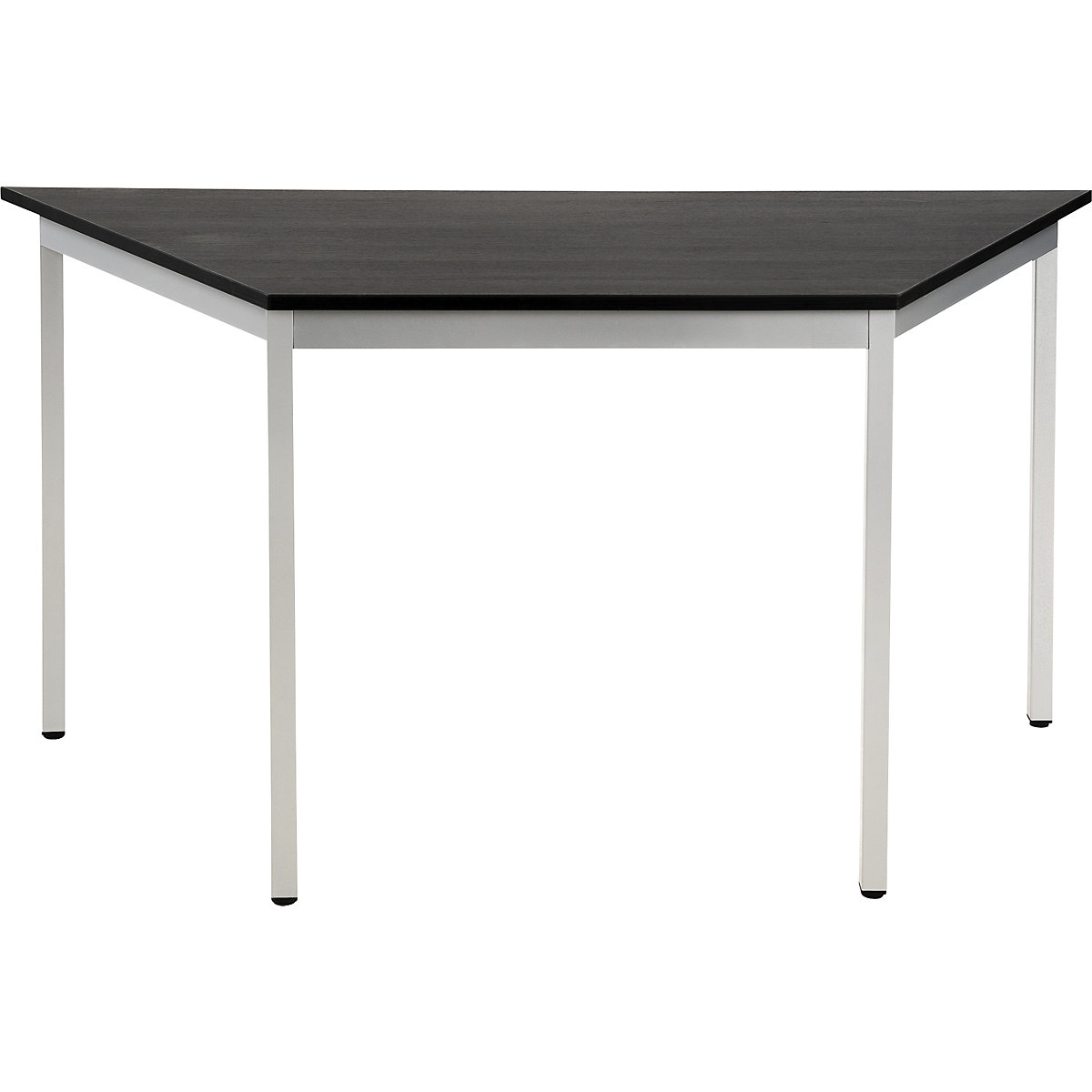 Viacúčelový stôl – eurokraft basic, lichobežníkové, v x š x h 740 x 1400 x 700 mm, doska vzor jaseň tmavošedá, podstavec strieborná-15