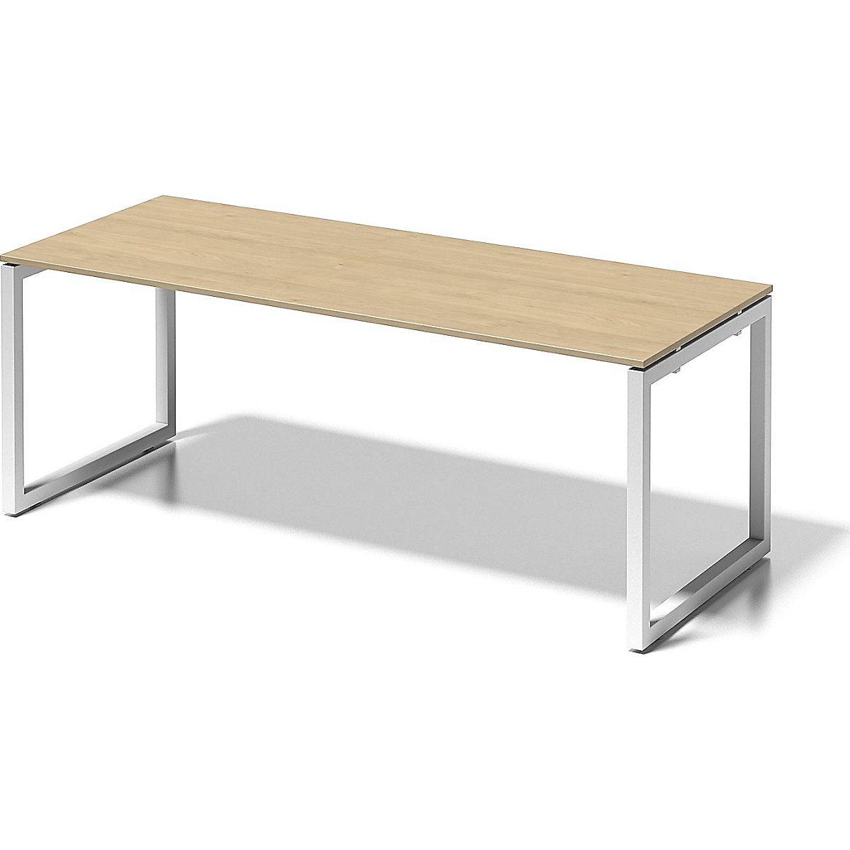 Písací stôl CITO, podstavec v tvare O – BISLEY, v x š x h 740 x 2000 x 800 mm, podstavec biela, doska stola javor-4