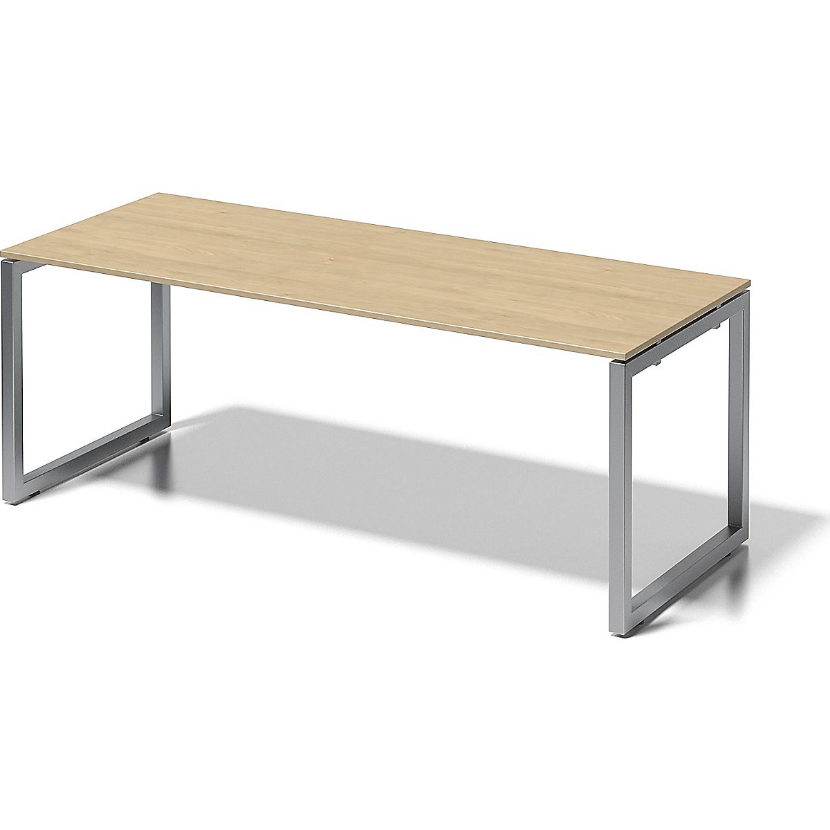 Písací stôl CITO, podstavec v tvare O – BISLEY, v x š x h 740 x 2000 x 800 mm, podstavec strieborná, doska stola javor-5