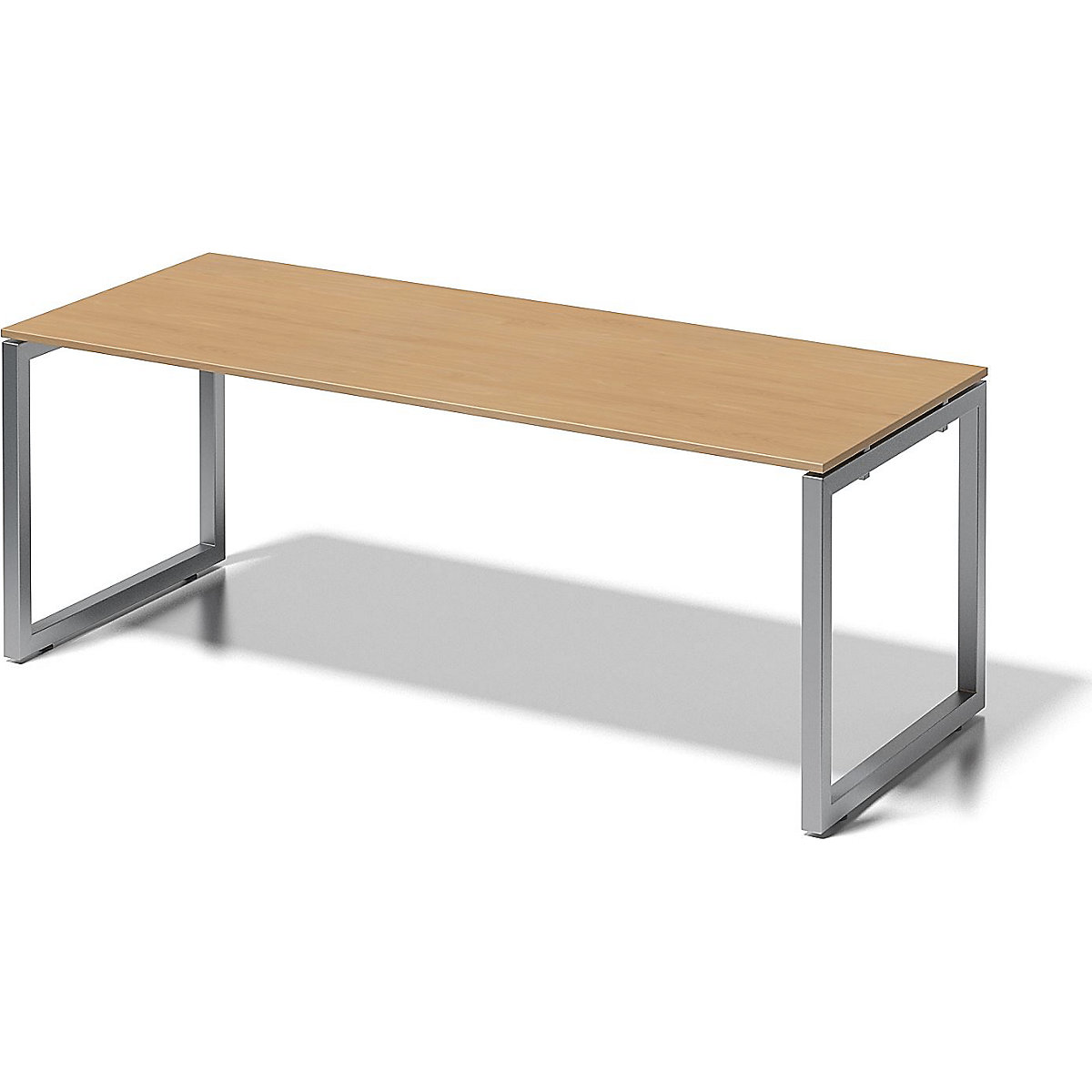 Písací stôl CITO, podstavec v tvare O – BISLEY, v x š x h 740 x 2000 x 800 mm, podstavec strieborná, doska stola buk-8