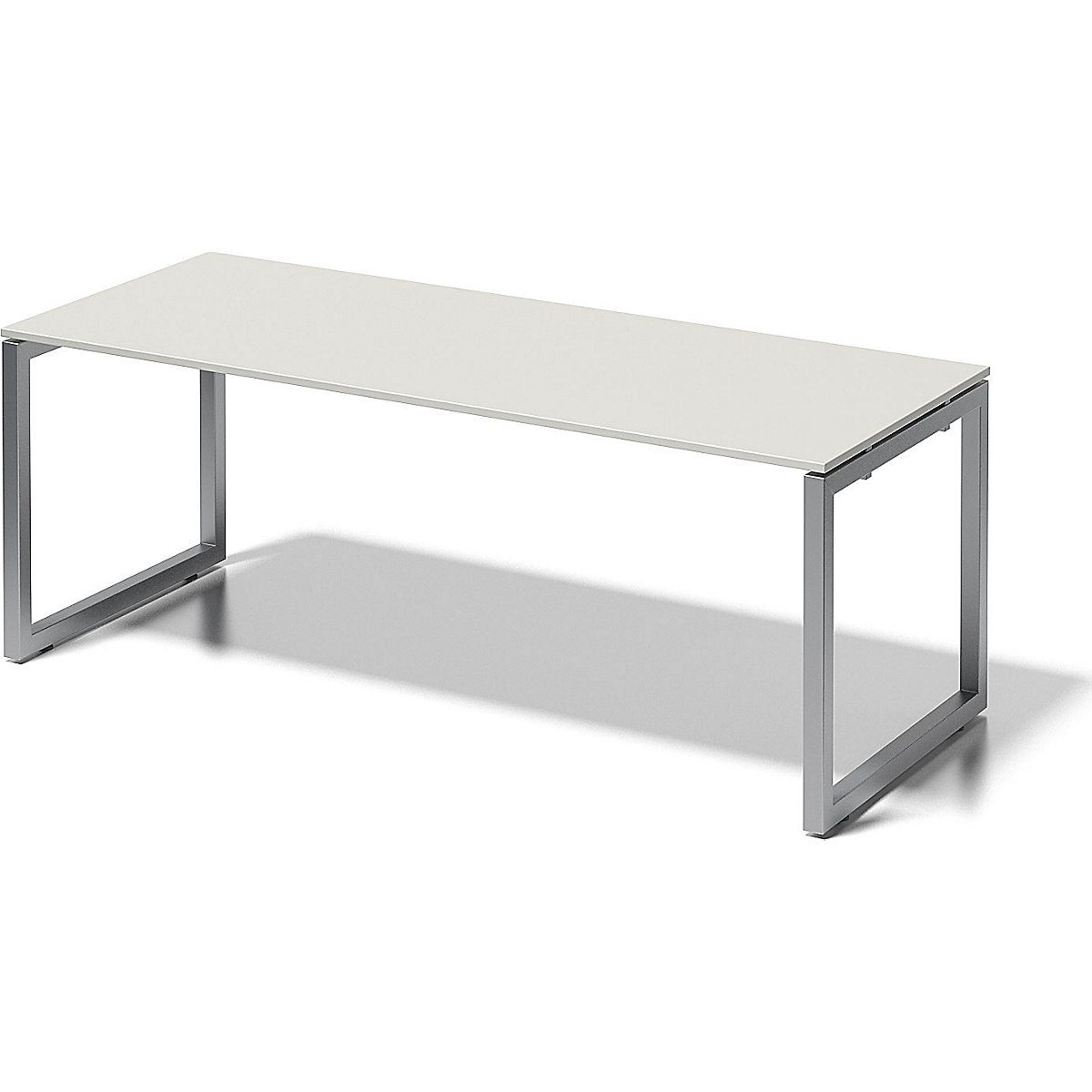 Písací stôl CITO, podstavec v tvare O – BISLEY, v x š x h 740 x 2000 x 800 mm, podstavec strieborná, doska stola šedobiela-7