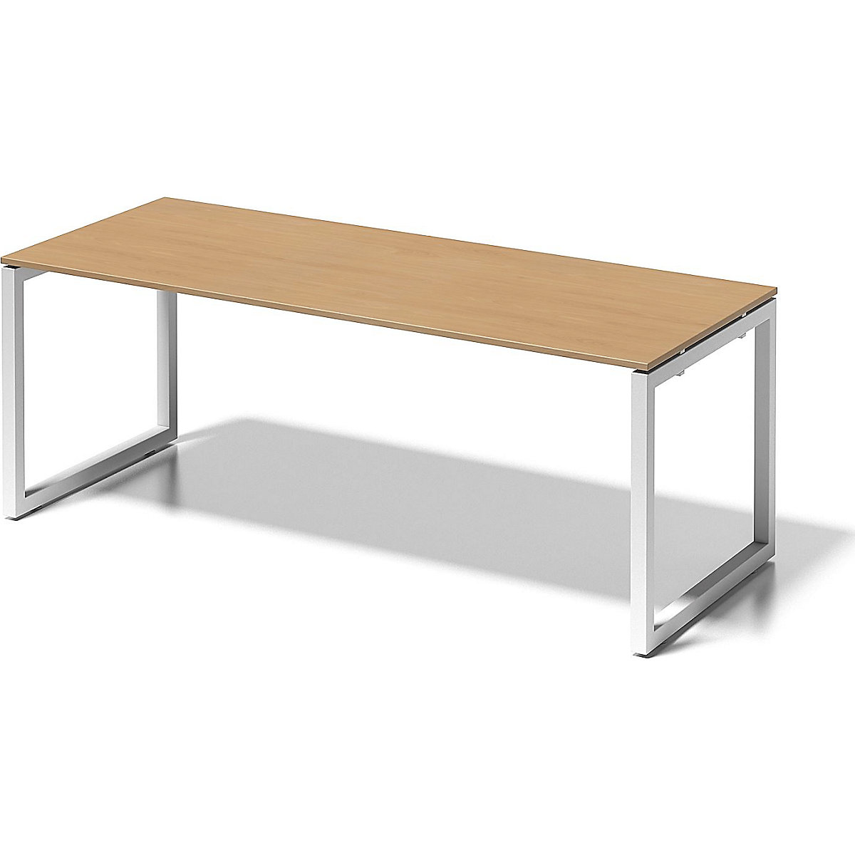 Písací stôl CITO, podstavec v tvare O – BISLEY, v x š x h 740 x 2000 x 800 mm, podstavec biela, doska stola buk-6