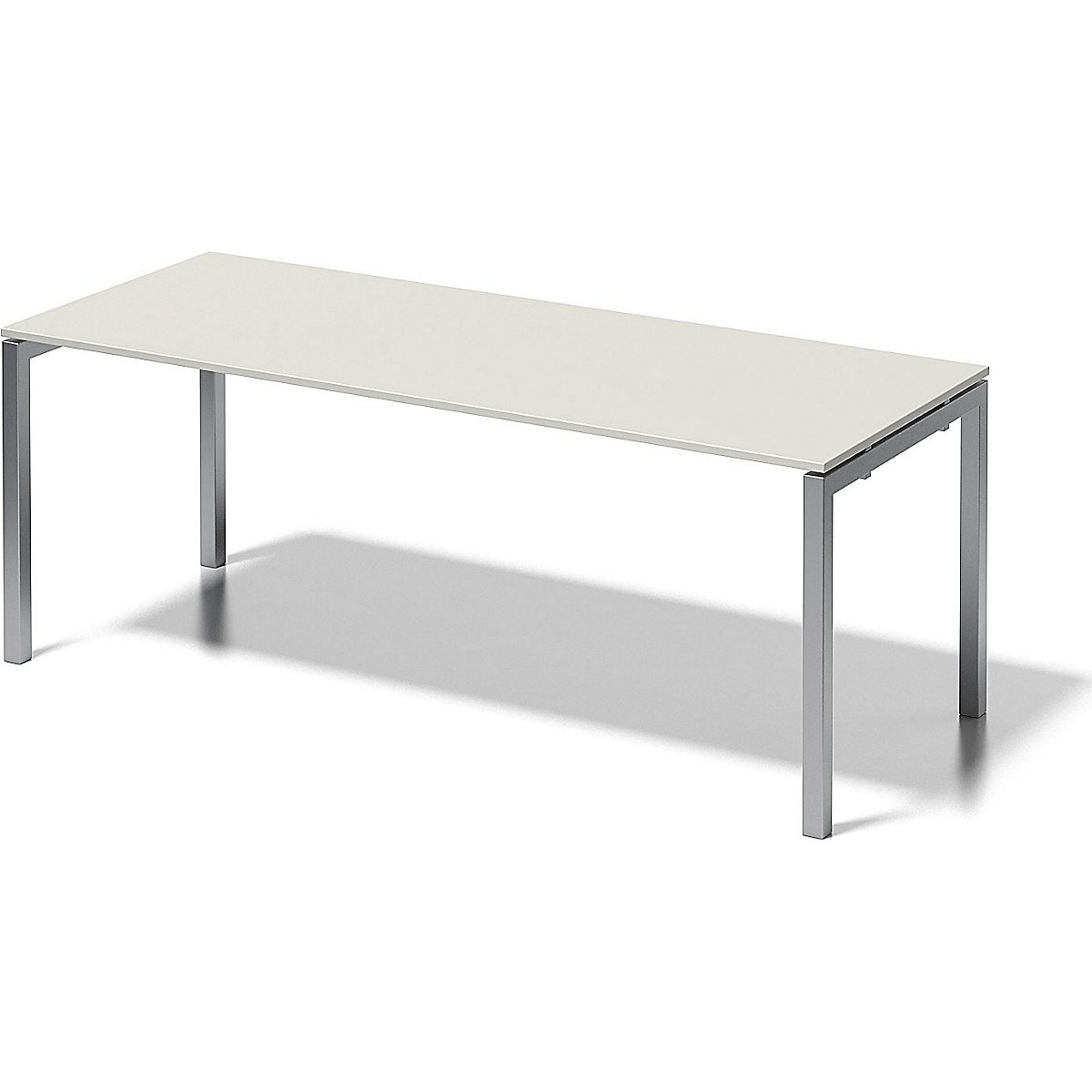 Písací stôl CITO, podstavec v tvare U – BISLEY, v x š x h 740 x 2000 x 800 mm, podstavec strieborná, doska stola šedobiela-6