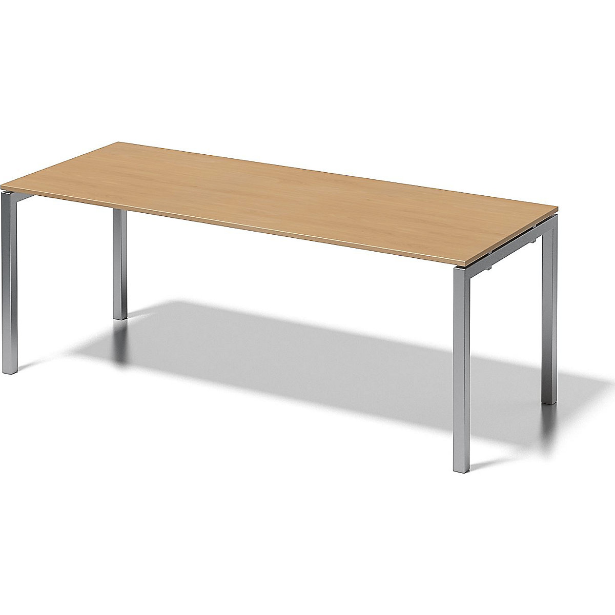 Písací stôl CITO, podstavec v tvare U – BISLEY, v x š x h 740 x 2000 x 800 mm, podstavec strieborná, doska stola buk-8