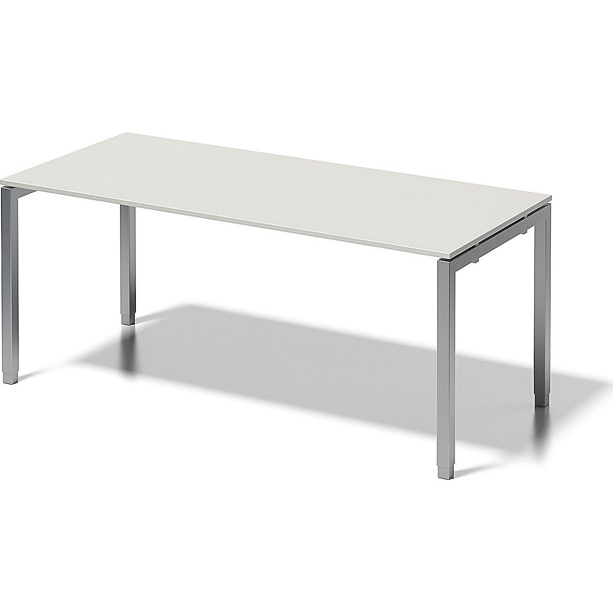 Písací stôl CITO, podstavec v tvare U – BISLEY, v x š x h 650– 850 x 1800 x 800 mm, podstavec strieborná, doska stola šedobiela-5
