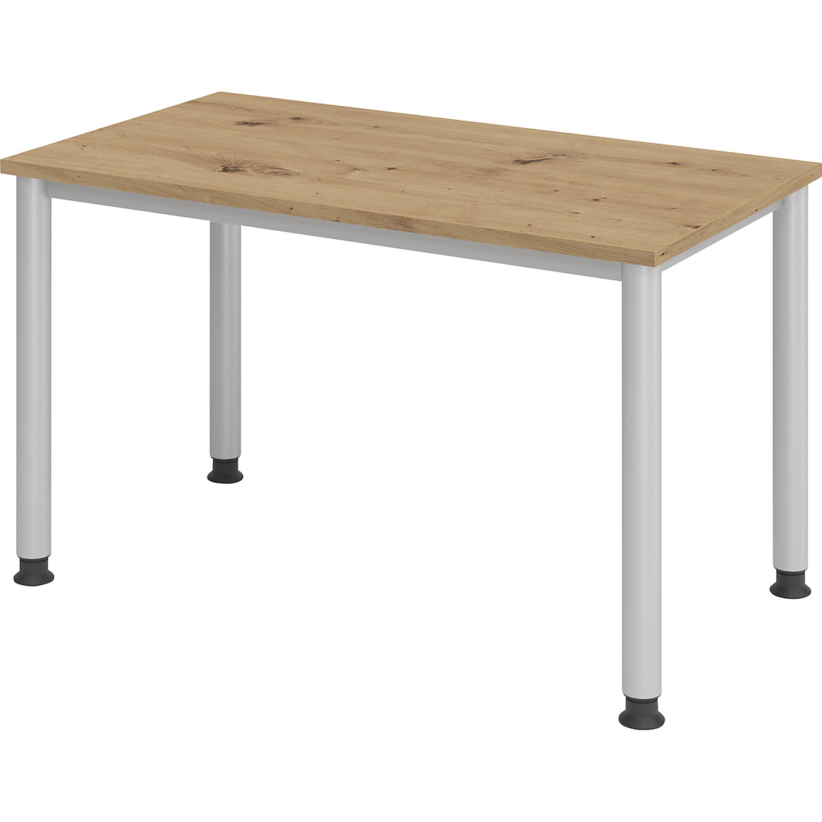 Písací stôl Mini-Office 4 RENATUS – eurokraft pro, podstavec so 4 nohami kruhový, šírka 1200 mm, vzor dub-5
