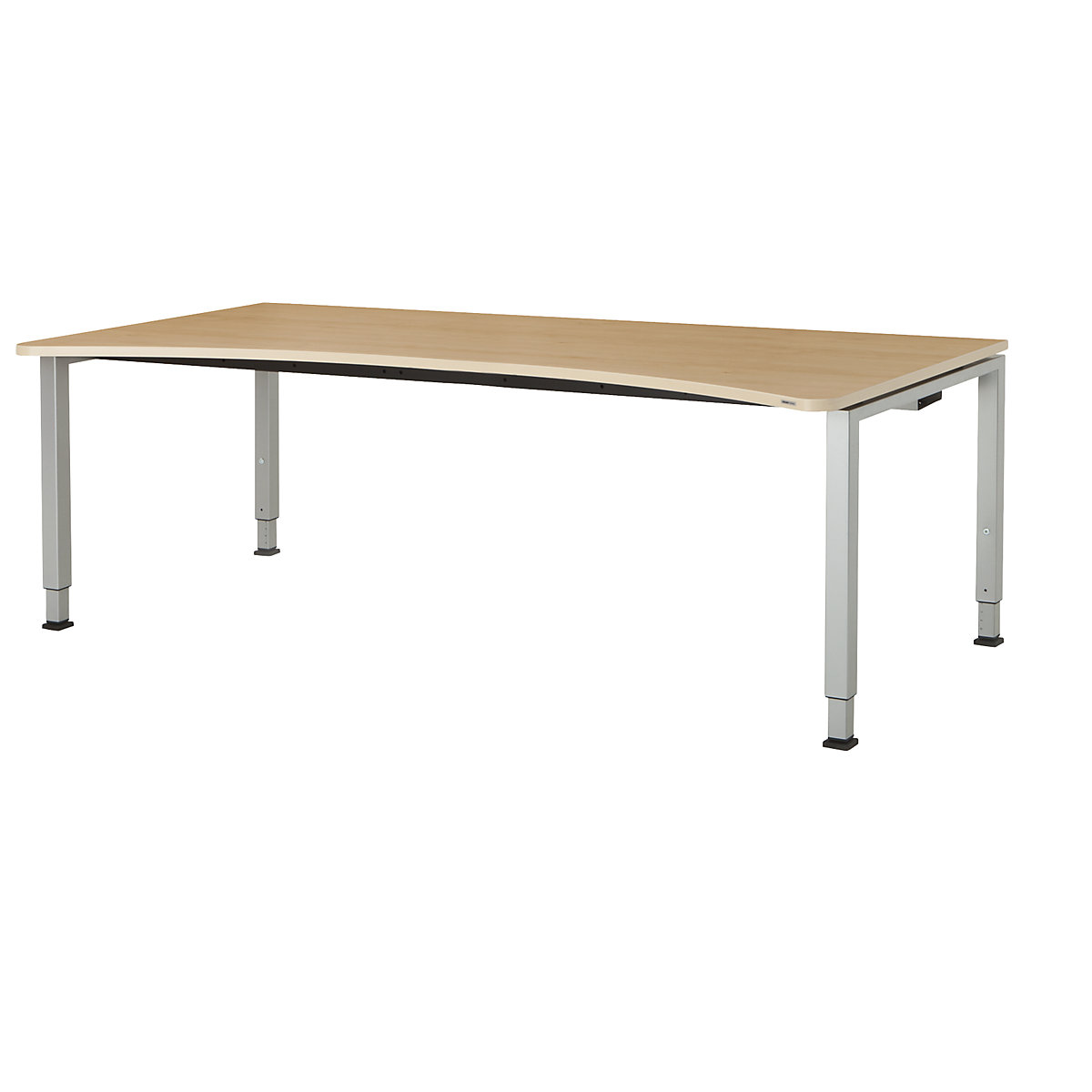 Voľne tvarovateľný stôl, výškovo prestaviteľný – mauser, šírka 2000 mm, doska vzor javor, podstavec strieborná-3