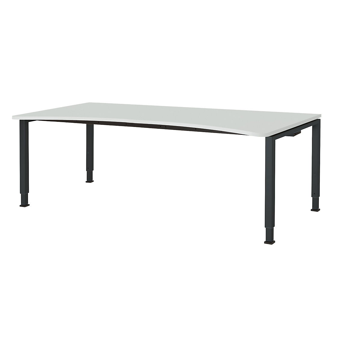 Voľne tvarovateľný stôl, výškovo prestaviteľný – mauser, šírka 2000 mm, doska svetlošedá, podstavec antracitová šedá-2