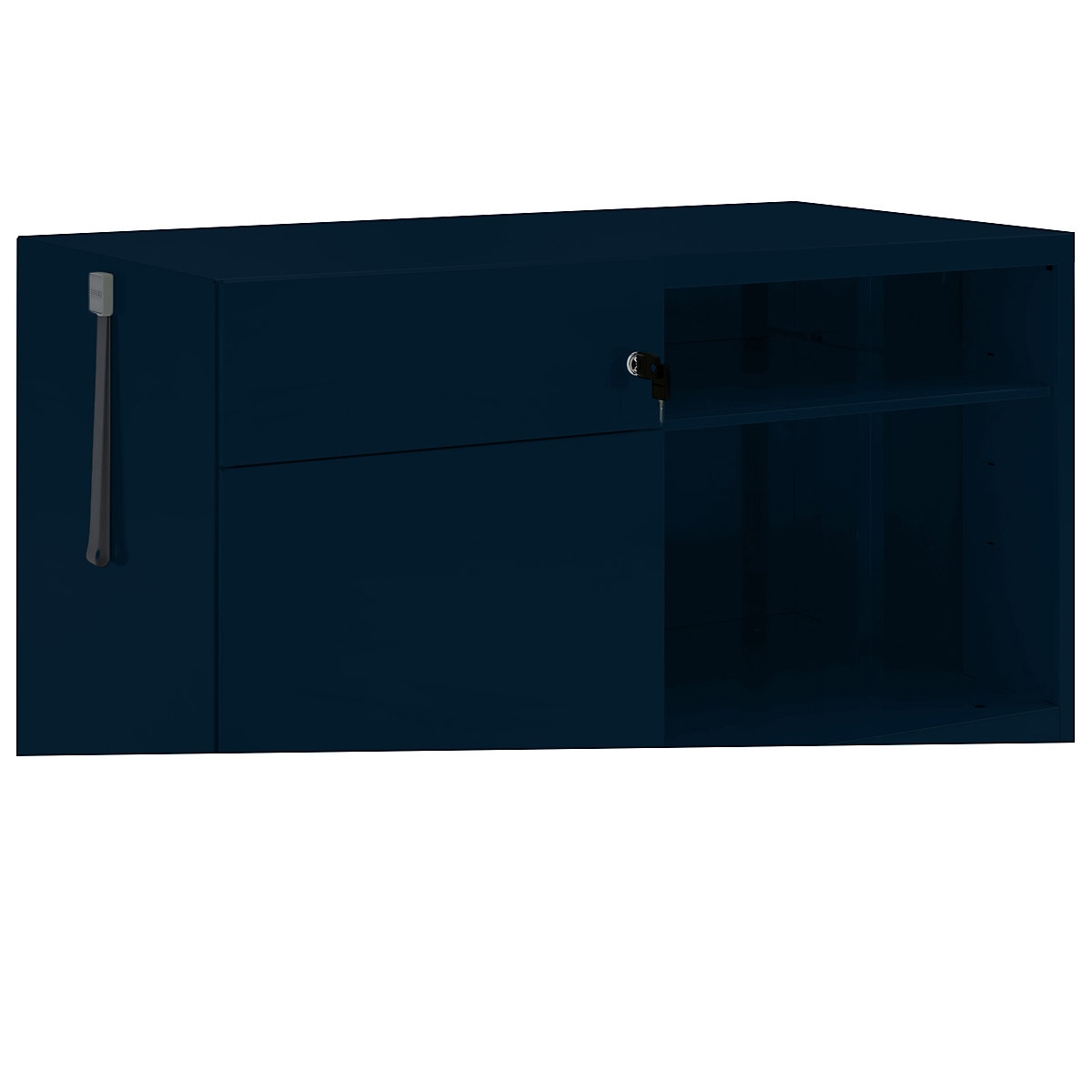 Note™ CADDY, v x š x h 563 x 900 x 490 mm – BISLEY, vľavo 1 univerzálna zásuvka a 1 zásuvka so závesnou registratúrou, pruská modrá