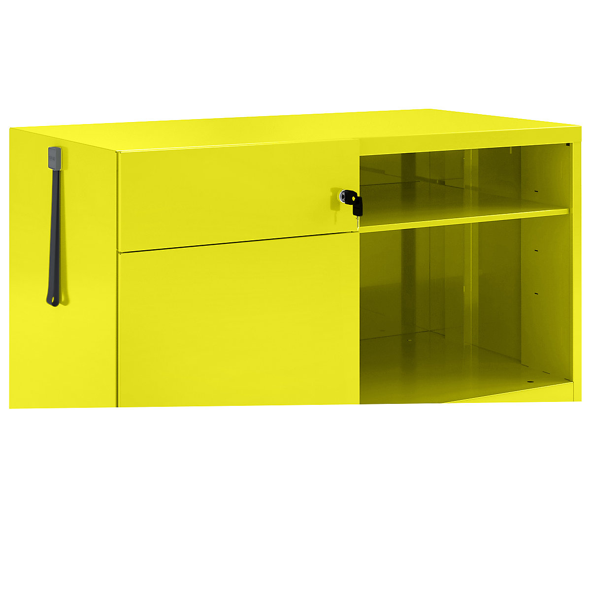 Note™ CADDY, v x š x h 563 x 900 x 490 mm – BISLEY, vľavo 1 univerzálna zásuvka a 1 zásuvka so závesnou registratúrou, zinková žltá