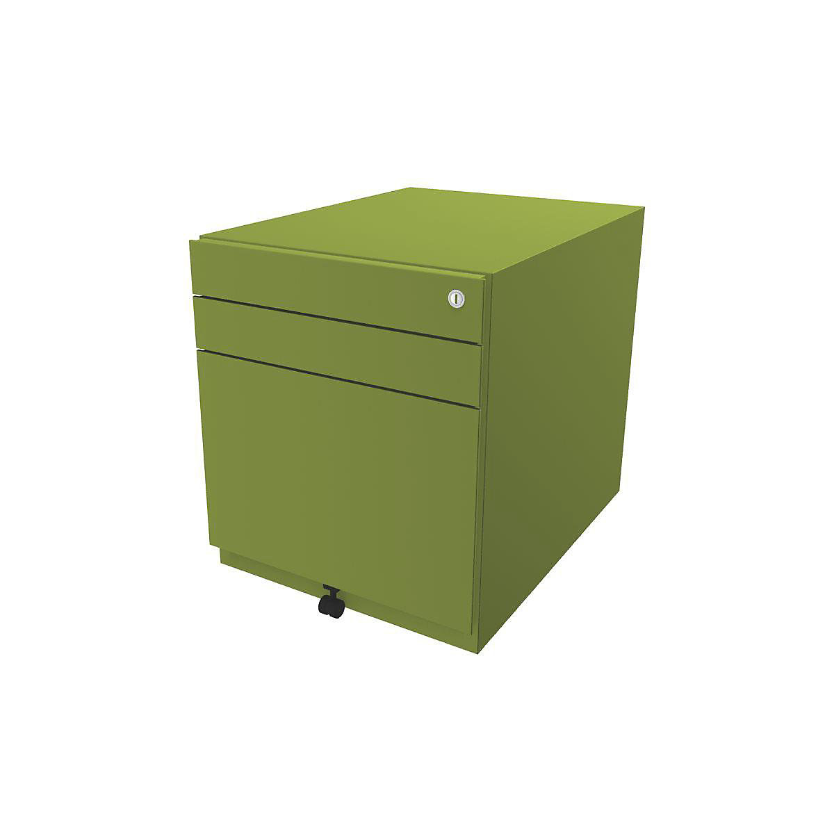 Pojazdný kontajner Note™, s 2 univerzálnymi zásuvkami, 1 závesná registratúra – BISLEY, v x š x h 565 x 420 x 565 mm, zelená-1