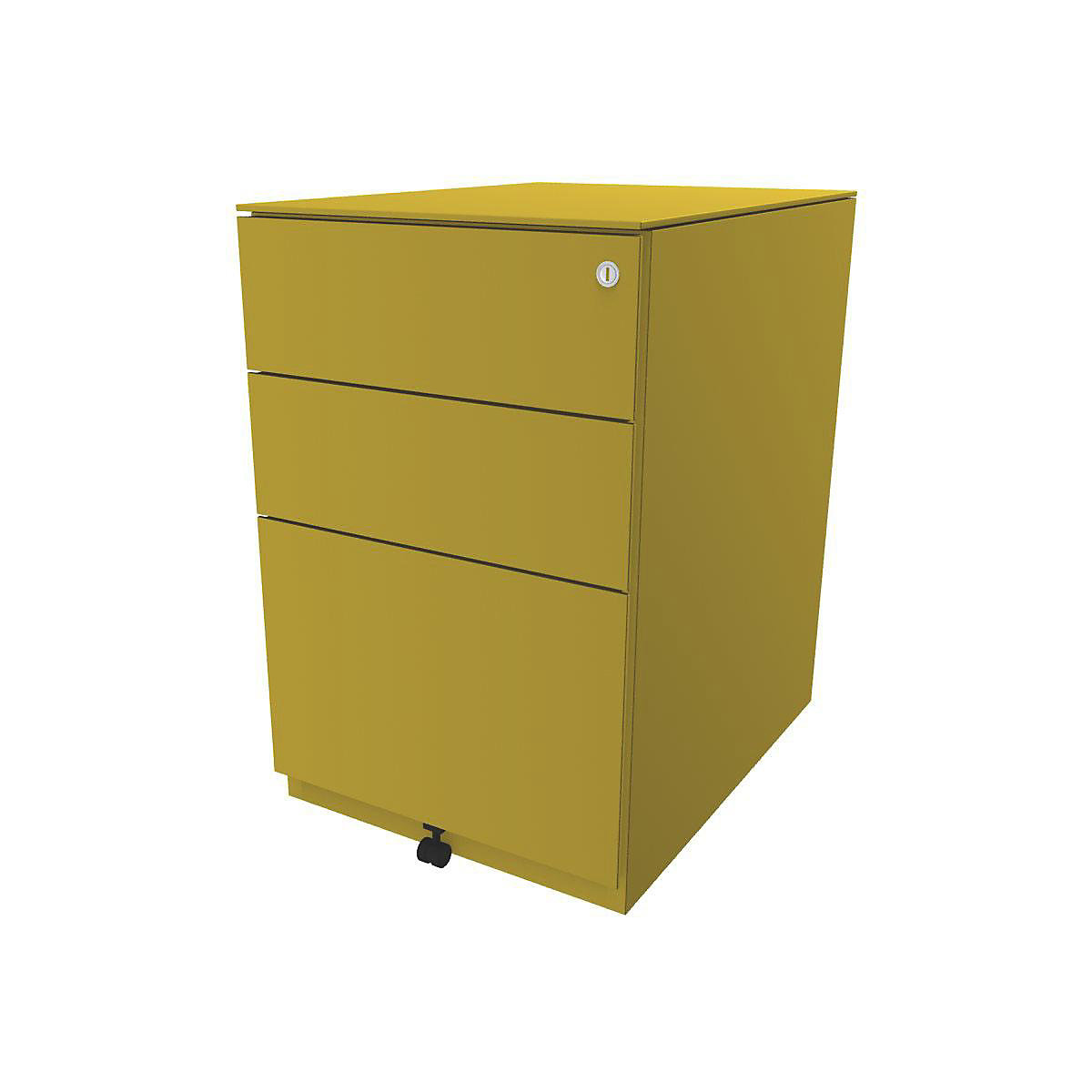 Pojazdný kontajner Note™, s 2 univerzálnymi zásuvkami, 1 závesná registratúra – BISLEY, v x š x h 652 x 420 x 565 mm, s hornou doskou, žltá-14