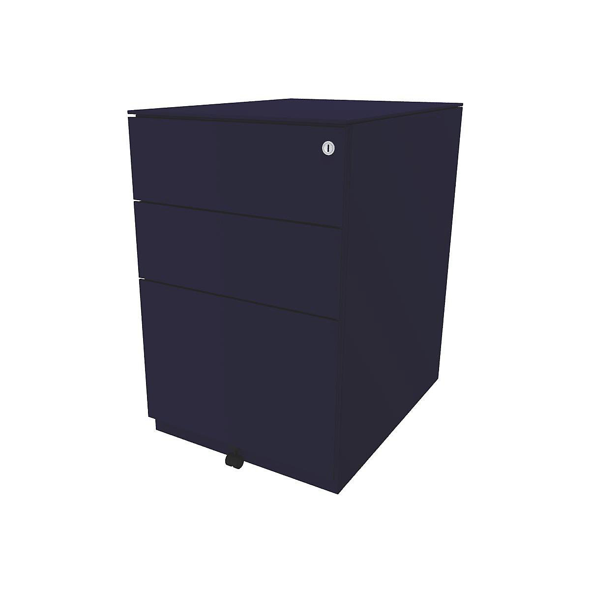 Pojazdný kontajner Note™, s 2 univerzálnymi zásuvkami, 1 závesná registratúra – BISLEY, v x š x h 652 x 420 x 565 mm, s hornou doskou, oxfordská modrá-12