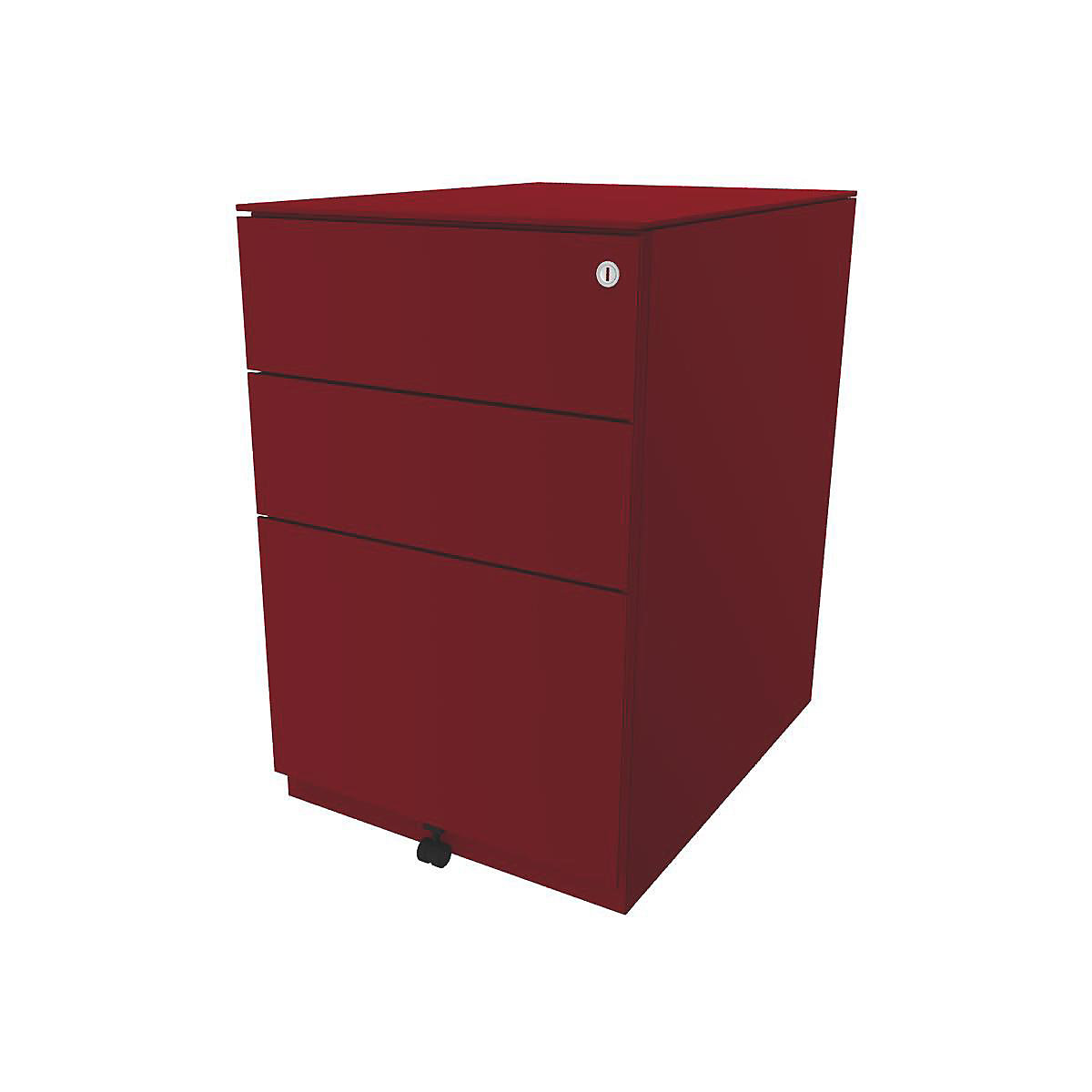 Pojazdný kontajner Note™, s 2 univerzálnymi zásuvkami, 1 závesná registratúra – BISLEY, v x š x h 652 x 420 x 565 mm, s hornou doskou, kardinálska červená-3