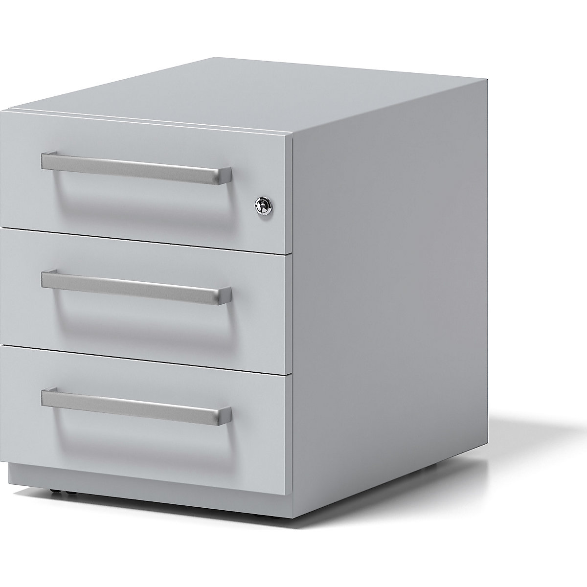 Pojazdný kontajner Note™, s 3 univerzálnymi zásuvkami – BISLEY, v x š x h 495 x 420 x 565 mm, s rukoväťou, svetlošedá-8