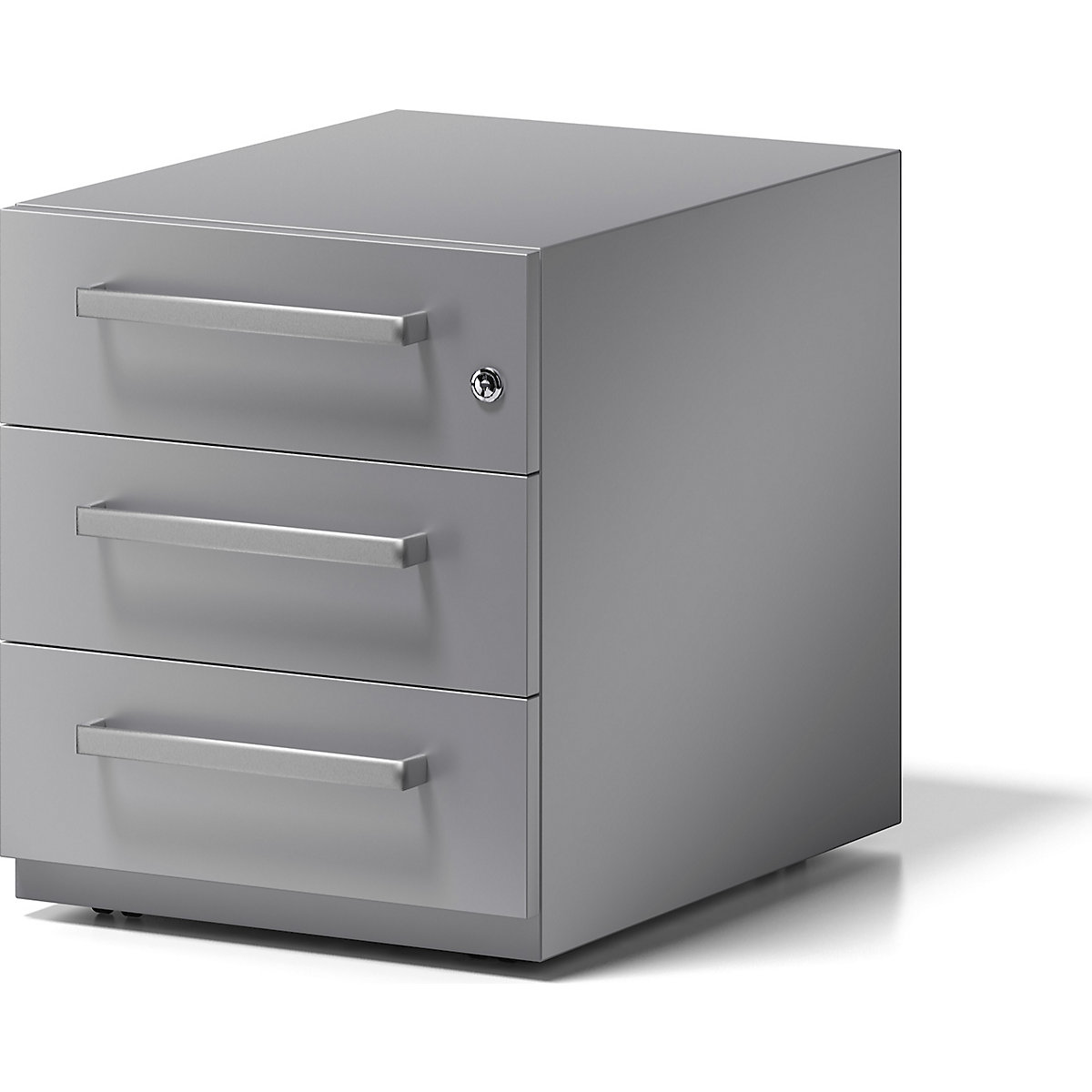 Pojazdný kontajner Note™, s 3 univerzálnymi zásuvkami – BISLEY, v x š x h 495 x 420 x 565 mm, s rukoväťou, strieborná-6